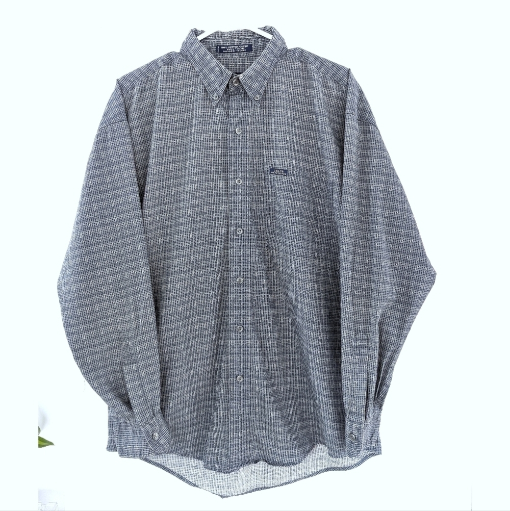 Chaps Ralph Lauren Men's Long Sleeves Shirt - Medium, 100% Cotton, Grid Pattern
